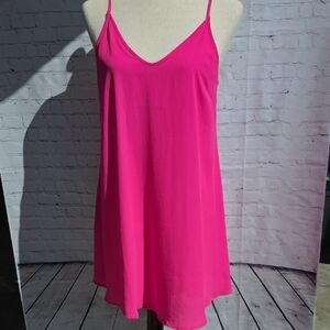 Lush Hot Pink Strappy Back V-Neck Tank Top Blouse Barbiecore Size S